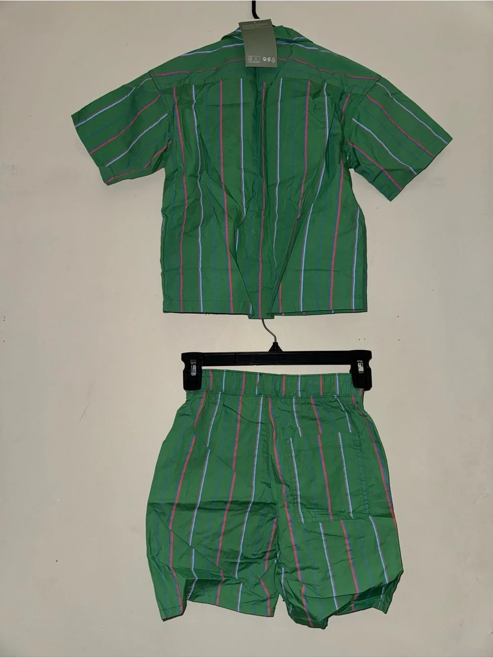‼️SALE‼️ H&M Green Striped Matching Shirt & Shorts Set